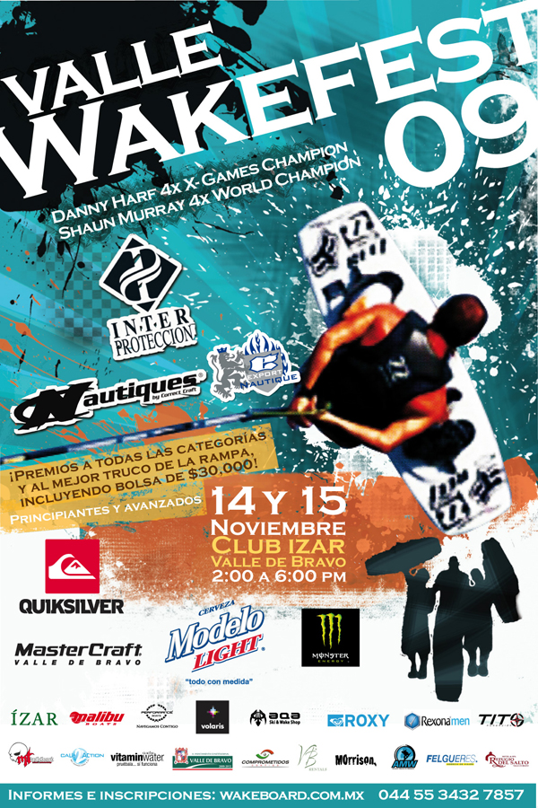 poster imagen de torneo de wakeboardvalle wakefest 2009