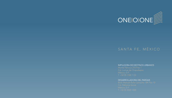 One o One Desarrolladora Impulsora de Destinos Urbanos Diseño de imagen identidad logo folleto